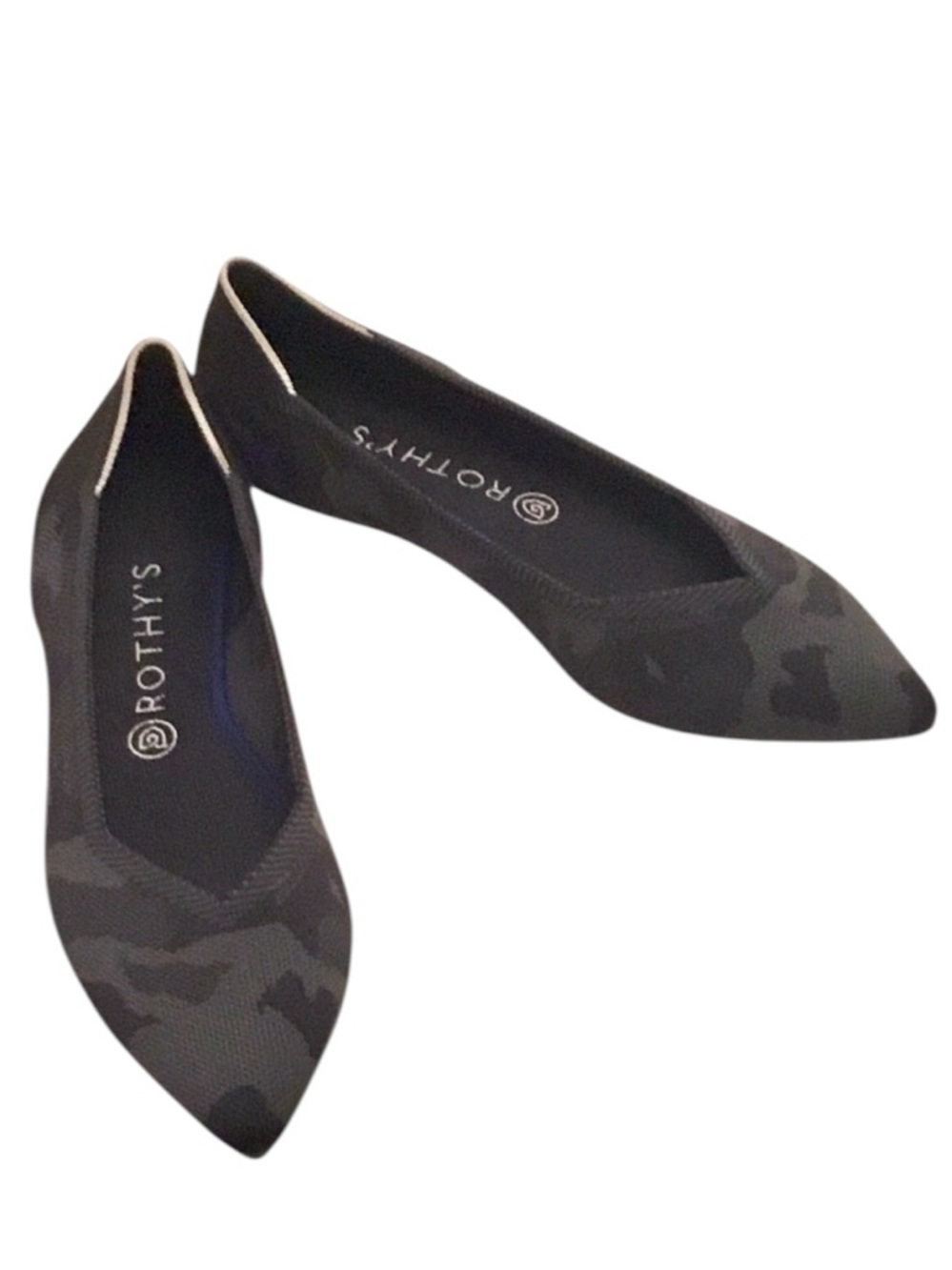 Rothy’s The Point Ballet Flats Retired Gray/Black Camo Slip-on Shoe Size 10 1/2